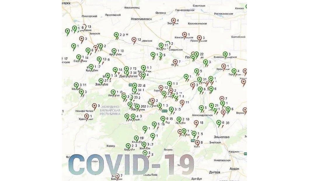 COVID-19: карта распространения в КБР